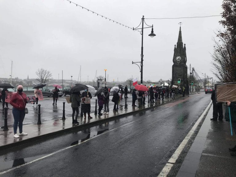 Local Polish People Demonstrate Solidarity With Their Fellow Citizens Protesting In Poland