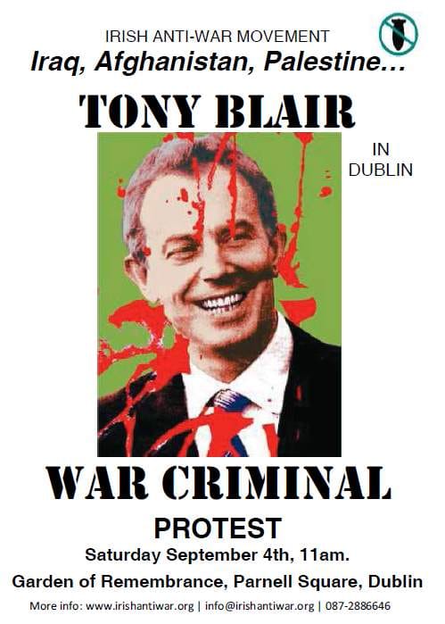 Book of condolences and major protest for Blair visit