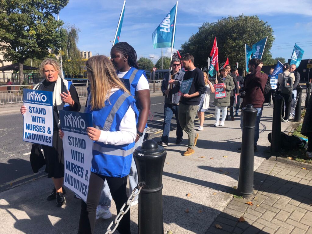 Health Workers Demonstrate at the HSE HQ in Dublin